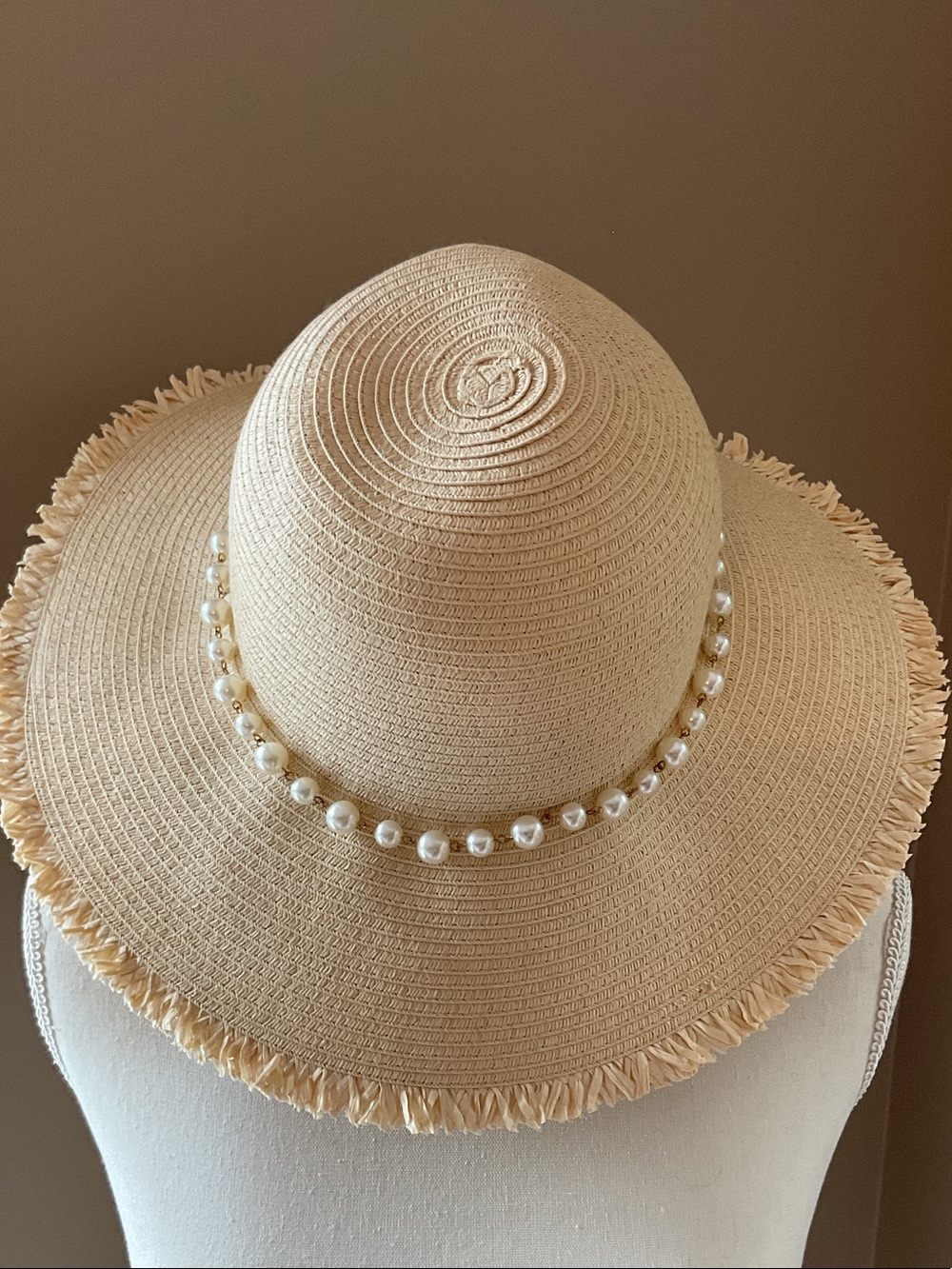 Shiraleah Venus Straw Sun Hat with Pearl Band